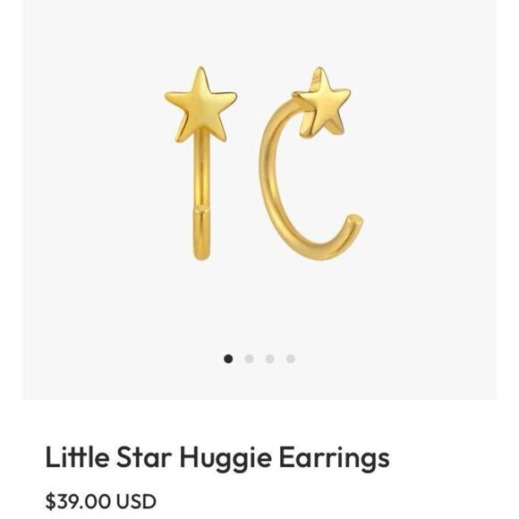 Little Star Huggie Earrings, Gold - Picture 1 of 3